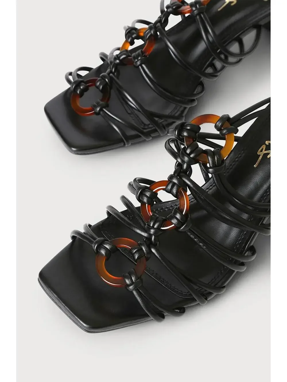 NWB Lulus Finu Black Lace-Up High Heel Sandals Size 6.5 - Picture 11 of 11